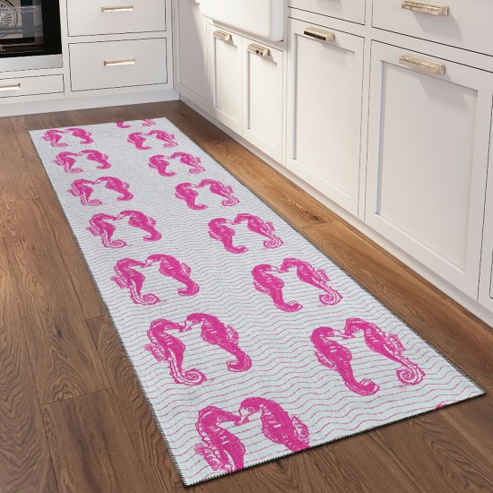 Indoor/Outdoor Seabreeze SZ15 Flamingo Washable 2'3" x 7'6" Runner Rug