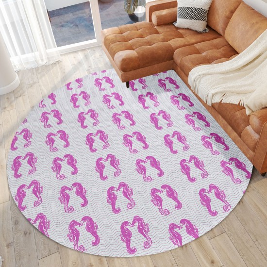 Indoor/Outdoor Seabreeze SZ15 Flamingo Washable 8' x 8' Round Rug