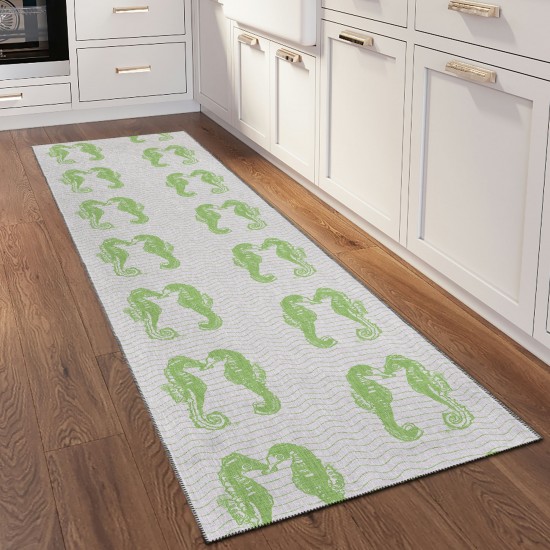 Indoor/Outdoor Seabreeze SZ15 Lime-In Washable 2'3" x 7'6" Runner Rug