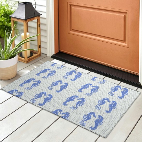 Indoor/Outdoor Seabreeze SZ15 Navy Washable 1'8" x 2'6" Rug