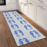 Indoor/Outdoor Seabreeze SZ15 Navy Washable 2'3" x 7'6" Runner Rug