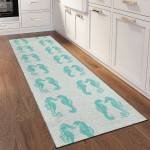 Indoor/Outdoor Seabreeze SZ15 Teal Washable 2'3" x 7'6" Runner Rug