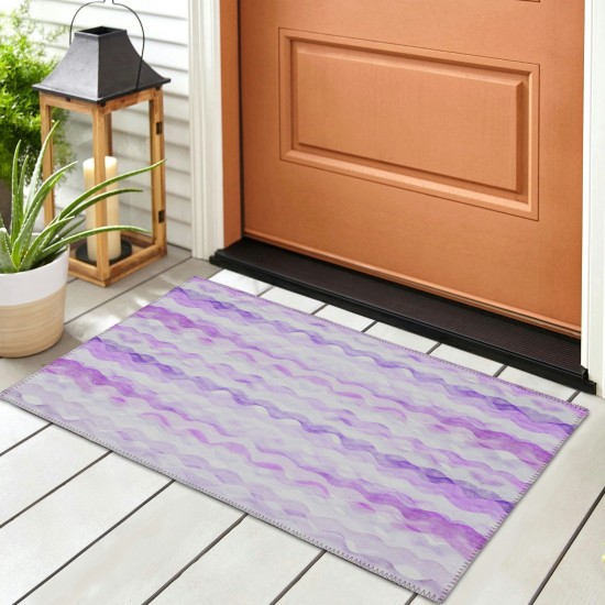 Indoor/Outdoor Seabreeze SZ16 Violet Washable 1'8" x 2'6" Rug