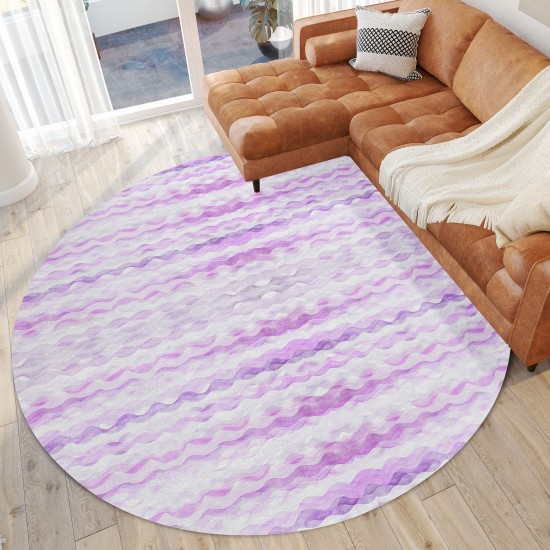 Indoor/Outdoor Seabreeze SZ16 Violet Washable 8' x 8' Round Rug