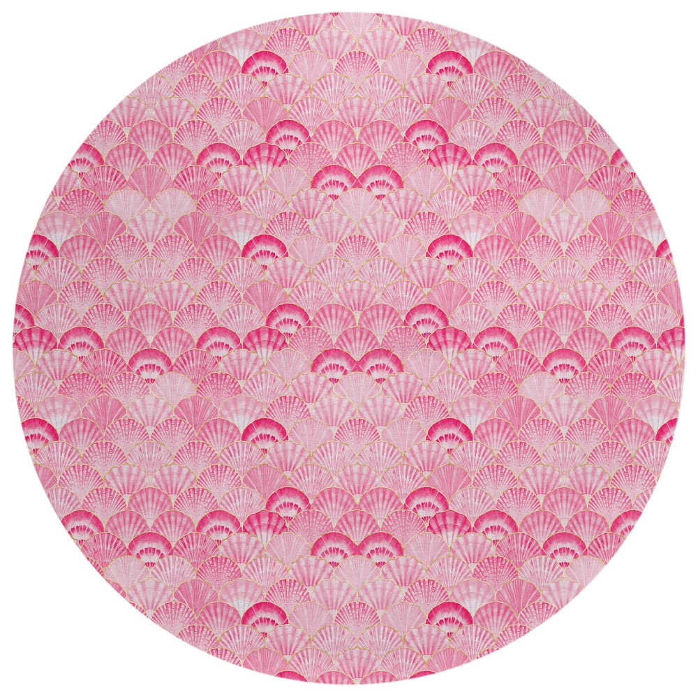 Indoor/Outdoor Seabreeze SZ2 Blush Washable 8' x 8' Round Rug