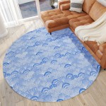 Indoor/Outdoor Seabreeze SZ2 Navy Washable 8' x 8' Round Rug