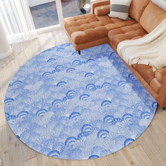 Indoor/Outdoor Seabreeze SZ2 Navy Washable 8' x 8' Round Rug