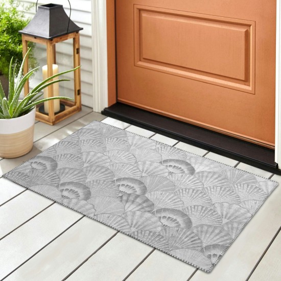 Indoor/Outdoor Seabreeze SZ2 Silver Washable 1'8" x 2'6" Rug