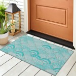 Indoor/Outdoor Seabreeze SZ2 Teal Washable 1'8" x 2'6" Rug