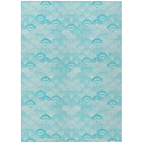 Indoor/Outdoor Seabreeze SZ2 Teal Washable 3' x 5' Rug