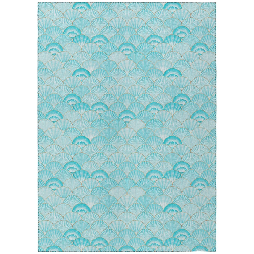 Indoor/Outdoor Seabreeze SZ2 Teal Washable 5' x 7'6" Rug