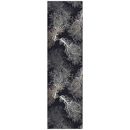 Indoor/Outdoor Seabreeze SZ3 Black Washable 2'3" x 7'6" Runner Rug