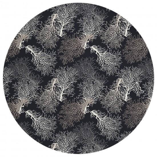 Indoor/Outdoor Seabreeze SZ3 Black Washable 8' x 8' Round Rug