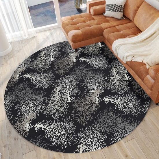 Indoor/Outdoor Seabreeze SZ3 Black Washable 8' x 8' Round Rug