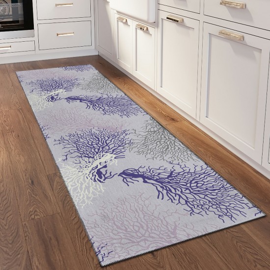 Indoor/Outdoor Seabreeze SZ3 Lavender Washable 2'3" x 7'6" Runner Rug