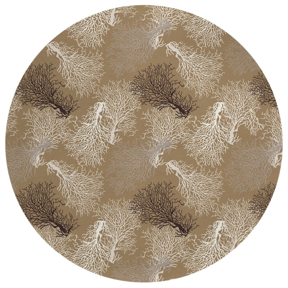 Indoor/Outdoor Seabreeze SZ3 Taupe Washable 8' x 8' Round Rug