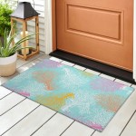 Indoor/Outdoor Seabreeze SZ3 Teal Washable 1'8" x 2'6" Rug