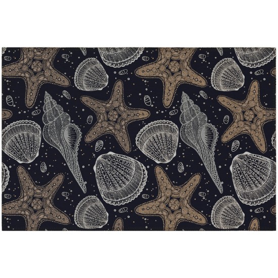 Indoor/Outdoor Seabreeze SZ4 Black Washable 1'8" x 2'6" Rug