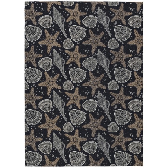 Indoor/Outdoor Seabreeze SZ4 Black Washable 3' x 5' Rug