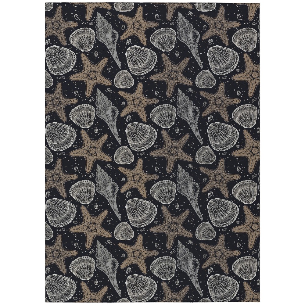 Indoor/Outdoor Seabreeze SZ4 Black Washable 8' x 10' Rug