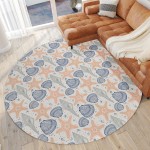 Indoor/Outdoor Seabreeze SZ4 Flax Washable 8' x 8' Round Rug