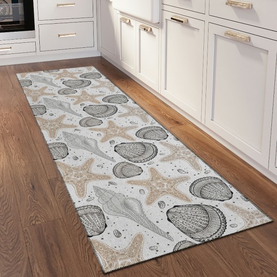 Indoor/Outdoor Seabreeze SZ4 Silver Washable 2'3" x 7'6" Runner Rug