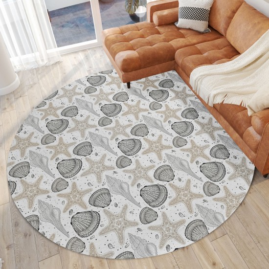 Indoor/Outdoor Seabreeze SZ4 Silver Washable 8' x 8' Round Rug