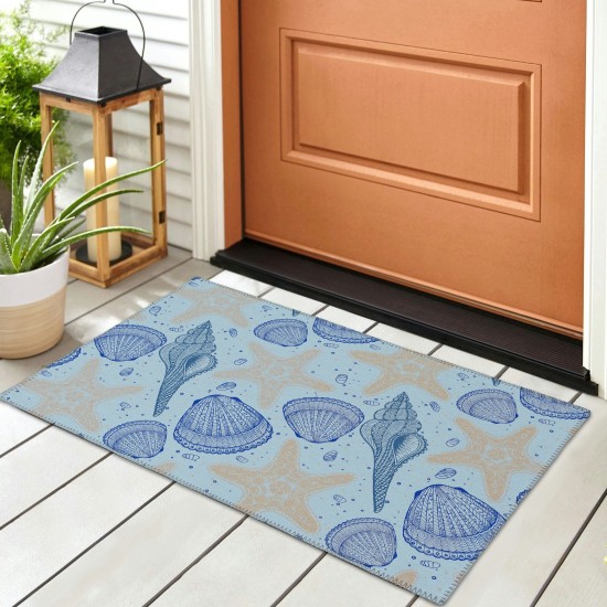 Indoor/Outdoor Seabreeze SZ4 Sky Washable 1'8" x 2'6" Rug