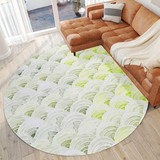 Indoor/Outdoor Seabreeze SZ5 Lime-In Washable 8' x 8' Round Rug