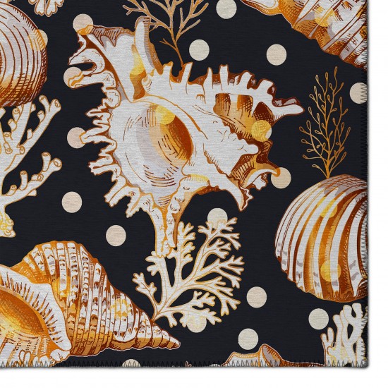 Indoor/Outdoor Seabreeze SZ6 Black Washable 5' x 7'6" Rug
