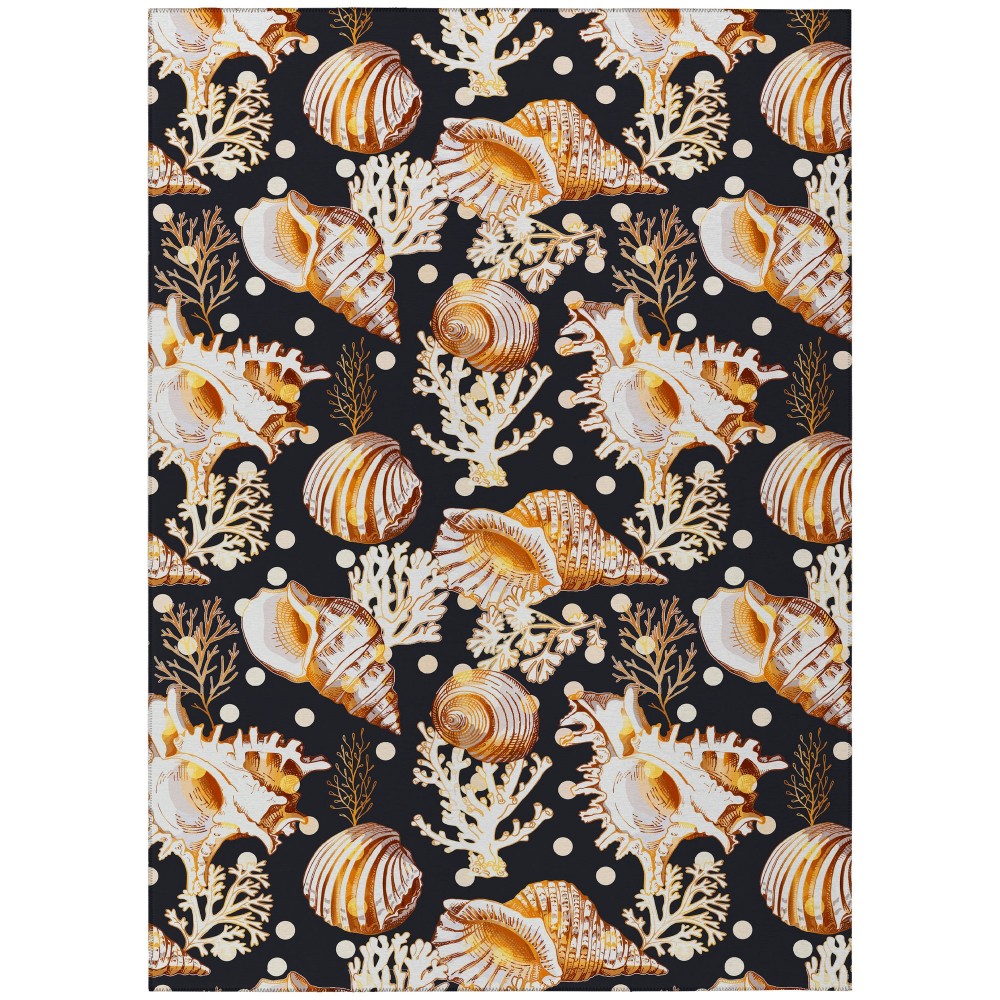Indoor/Outdoor Seabreeze SZ6 Black Washable 9' x 12' Rug