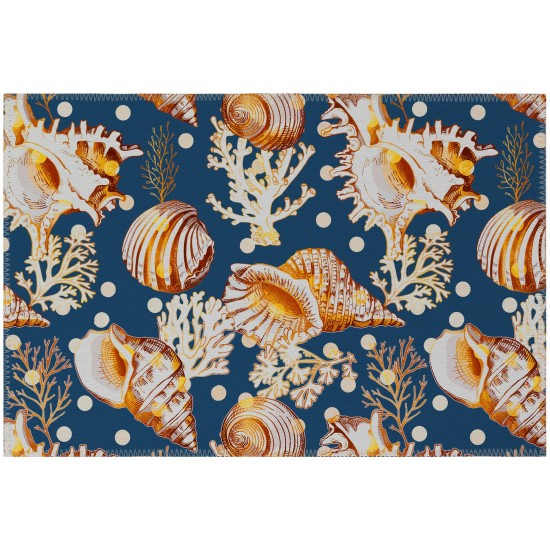 Indoor/Outdoor Seabreeze SZ6 Navy Washable 1'8" x 2'6" Rug