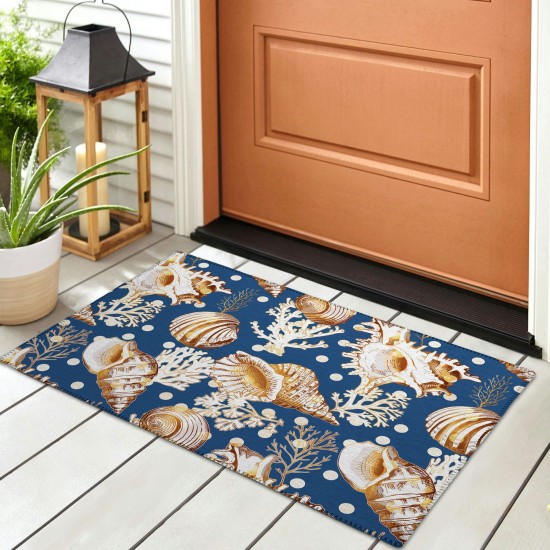 Indoor/Outdoor Seabreeze SZ6 Navy Washable 1'8" x 2'6" Rug