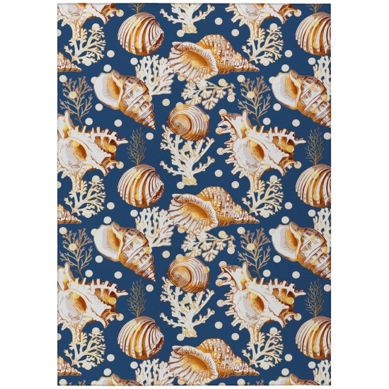 Indoor/Outdoor Seabreeze SZ6 Navy Washable 10' x 14' Rug