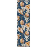 Indoor/Outdoor Seabreeze SZ6 Navy Washable 2'3" x 7'6" Runner Rug