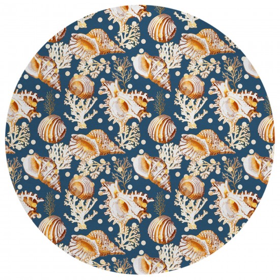 Indoor/Outdoor Seabreeze SZ6 Navy Washable 8' x 8' Round Rug