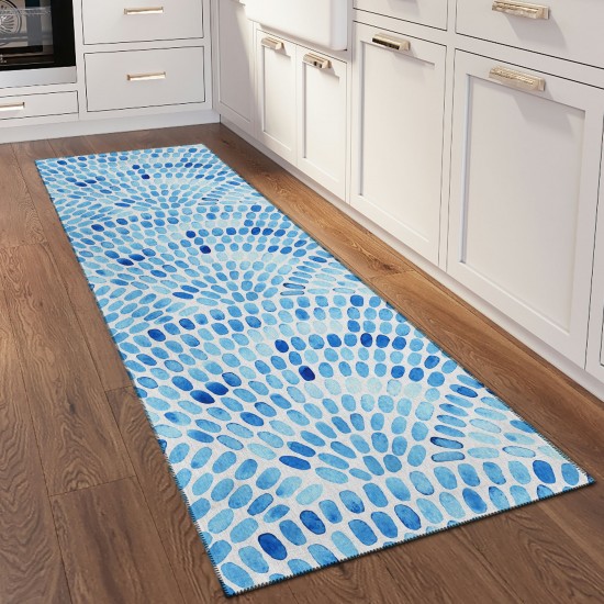 Indoor/Outdoor Seabreeze SZ7 Indigo Washable 2'3" x 7'6" Runner Rug