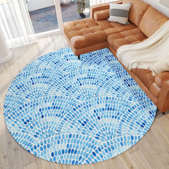 Indoor/Outdoor Seabreeze SZ7 Indigo Washable 8' x 8' Round Rug