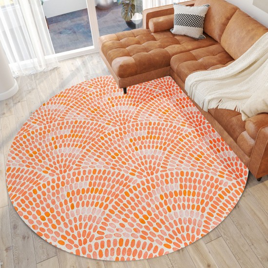 Indoor/Outdoor Seabreeze SZ7 Salmon Washable 8' x 8' Round Rug