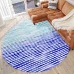 Indoor/Outdoor Seabreeze SZ8 Navy Washable 8' x 8' Round Rug