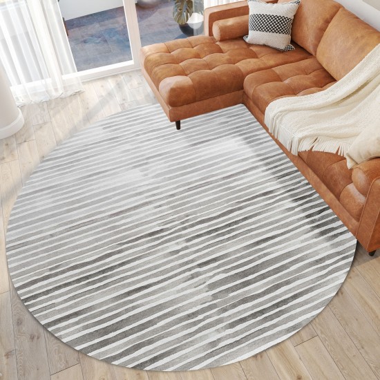 Indoor/Outdoor Seabreeze SZ8 Pewter Washable 8' x 8' Round Rug