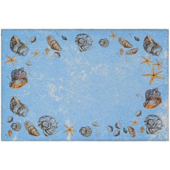 Indoor/Outdoor Seabreeze SZ9 Denim Washable 1'8" x 2'6" Rug