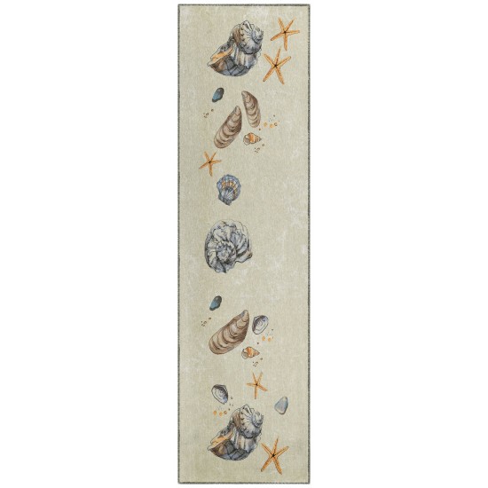 Indoor/Outdoor Seabreeze SZ9 Ivory Washable 2'3" x 7'6" Runner Rug