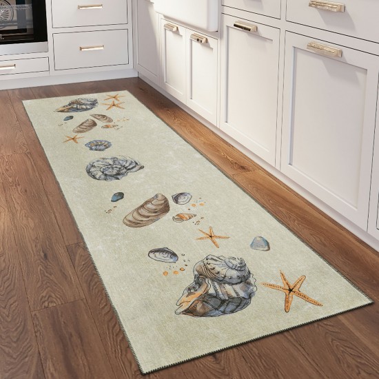 Indoor/Outdoor Seabreeze SZ9 Ivory Washable 2'3" x 7'6" Runner Rug