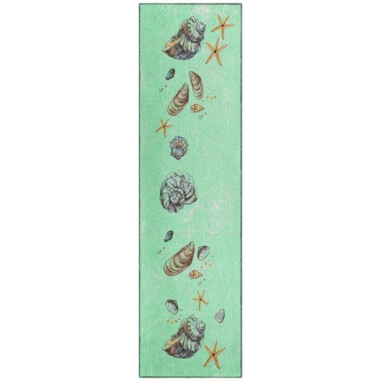 Indoor/Outdoor Seabreeze SZ9 Lagoon Washable 2'3" x 7'6" Runner Rug