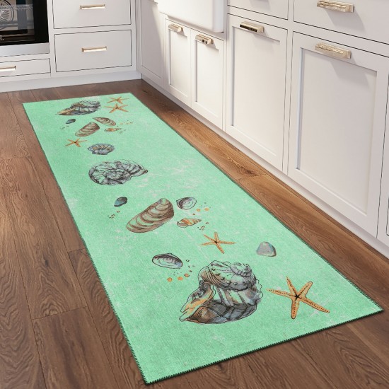 Indoor/Outdoor Seabreeze SZ9 Lagoon Washable 2'3" x 7'6" Runner Rug