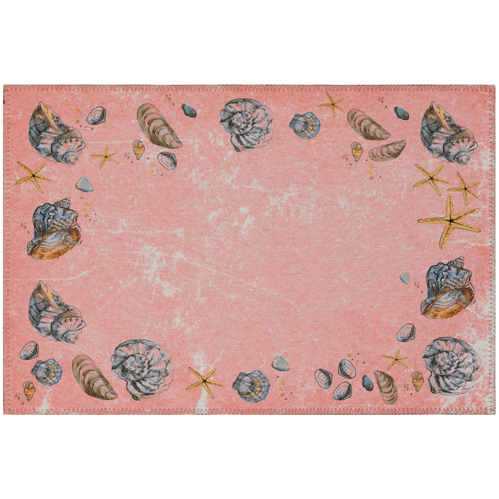 Indoor/Outdoor Seabreeze SZ9 Salmon Washable 1'8" x 2'6" Rug