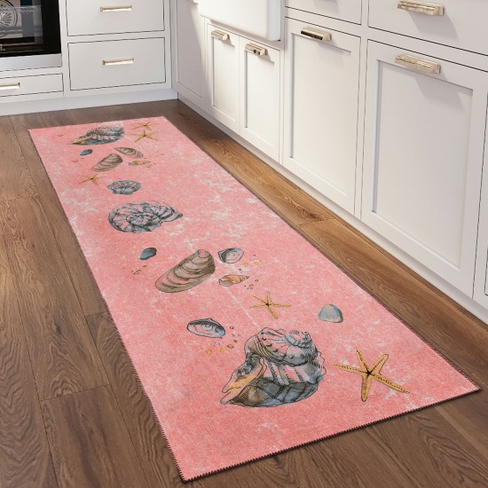 Indoor/Outdoor Seabreeze SZ9 Salmon Washable 2'3" x 7'6" Runner Rug