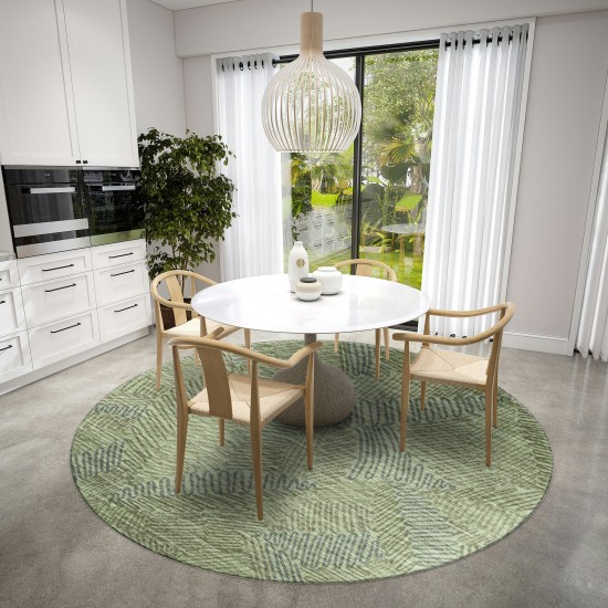 Indoor/Outdoor Sedona SN11 Moss Washable 4' x 4' Round Rug