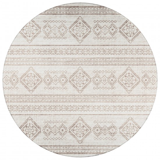 Indoor/Outdoor Sedona SN14 Putty Washable 4' x 4' Round Rug